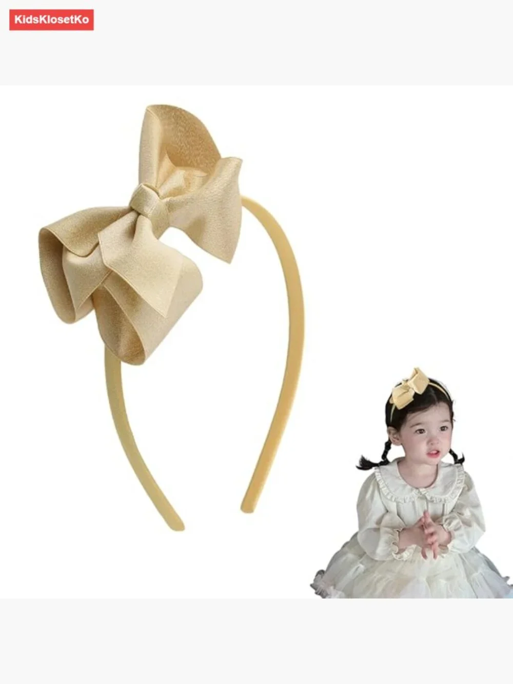 Large Gold Bow Headband for Girls Christmas Hair Bow Headwrap